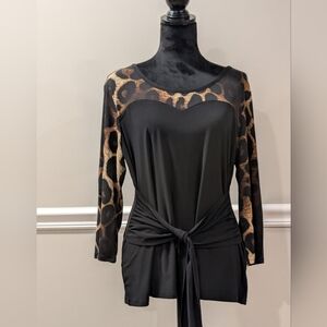 Liz McCoy Black & Animal Print Top (NWT)